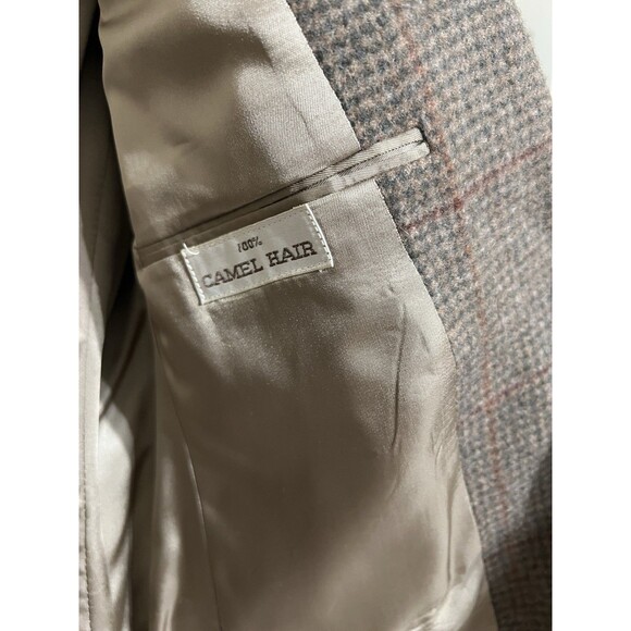 Vintage Brooks Brothers 100% Camel Hair Blazer Houndstooth Suit Jacket 43R - Picture 5 of 14